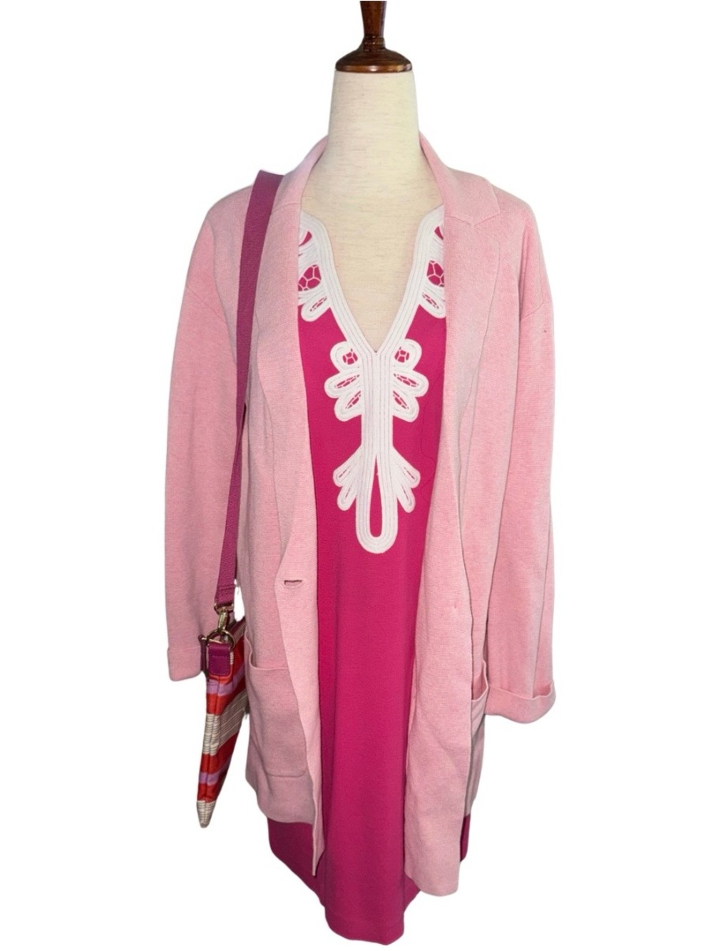 60s Inspired Pink Shift Dress Soutache Trim
Stretch Ponte 8 Jet Age - Picture 8 of 10